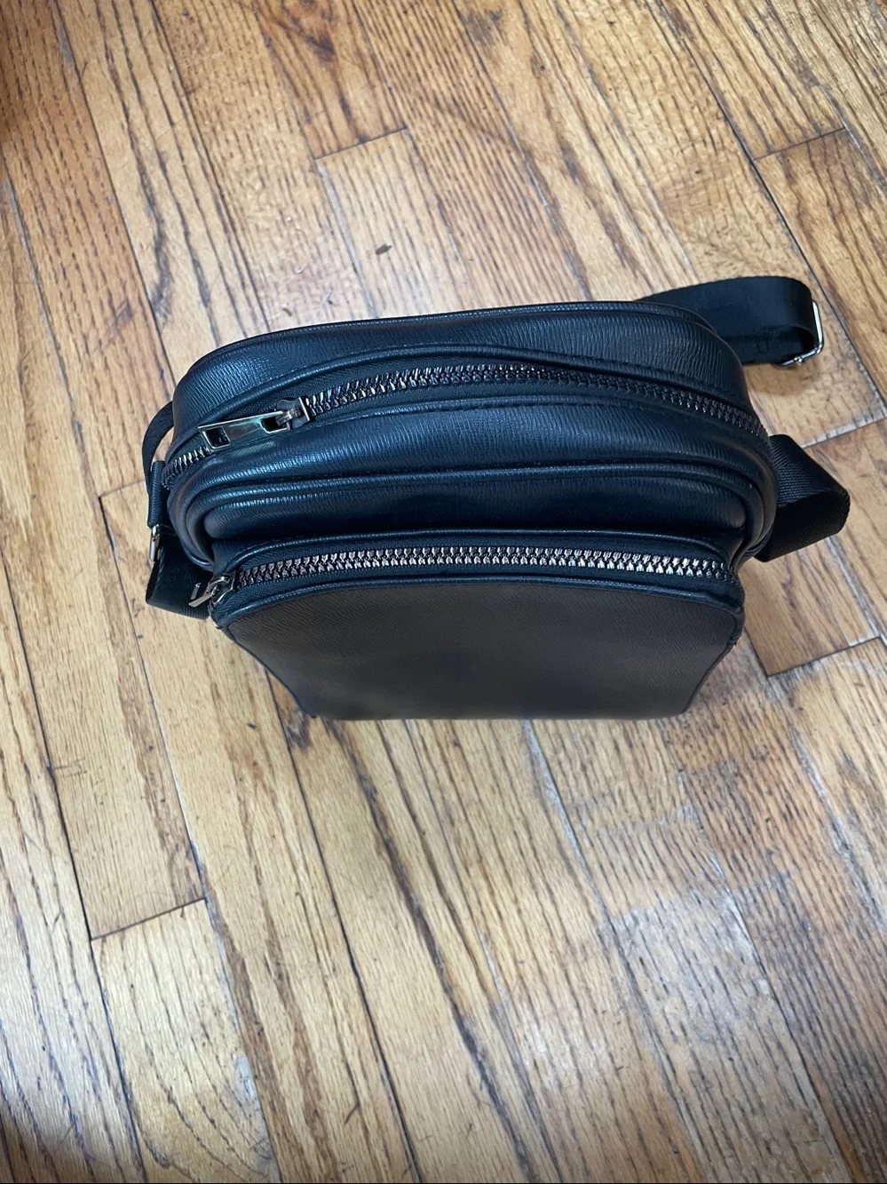 Men's Black Leather Crossbody Bag
